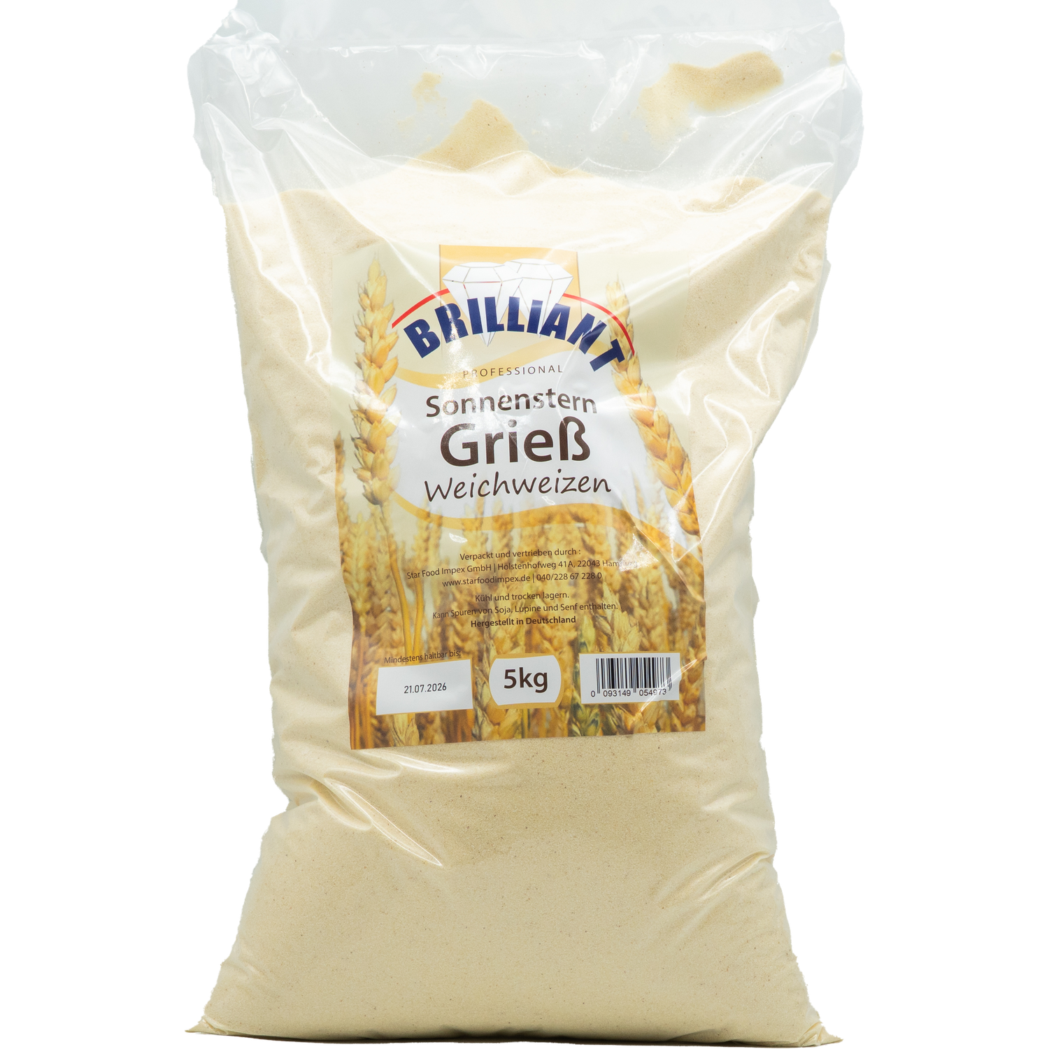 Brillant Sonnenstern Grieß – Weichweizen (5 kg)