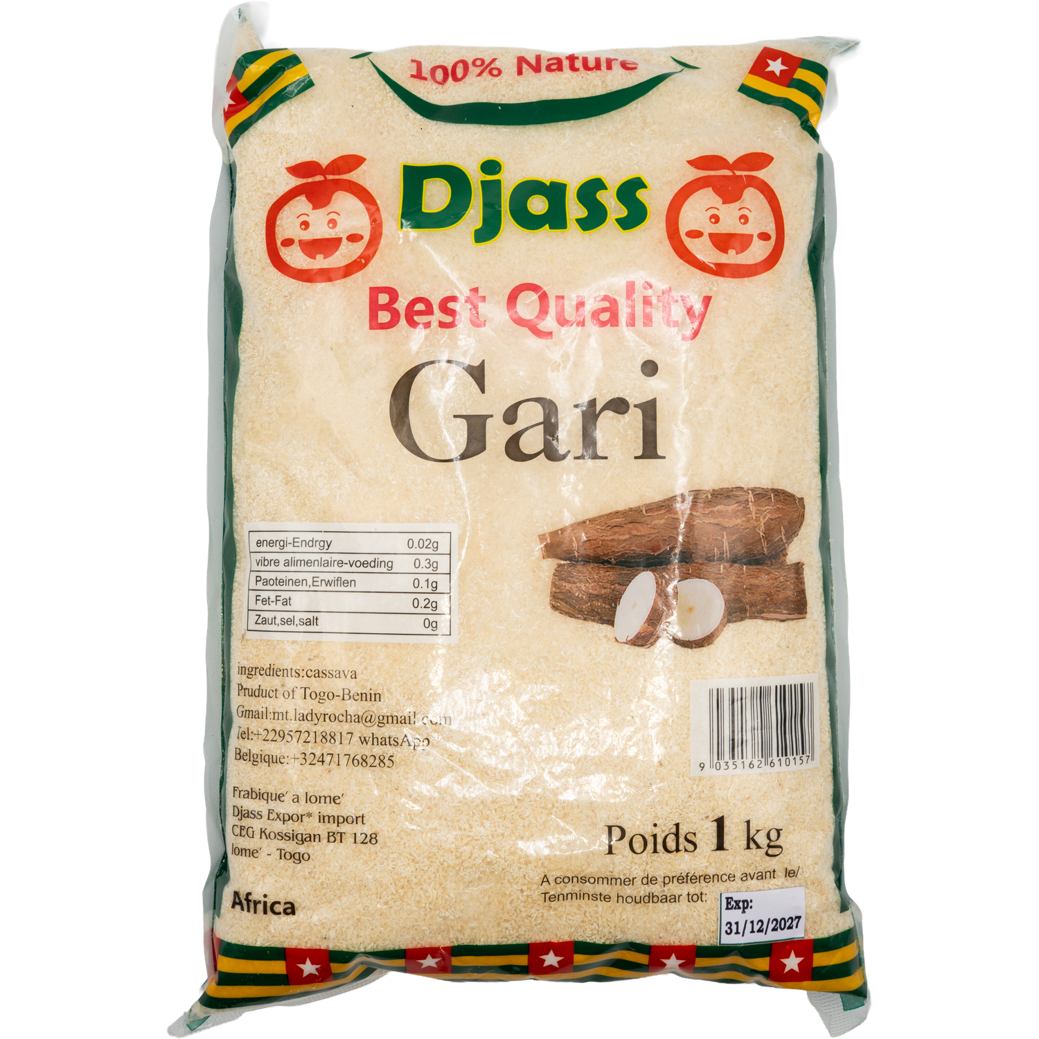 Djass Gari – 100% natürliches Cassava-Mehl aus Westafrika(1kg)
